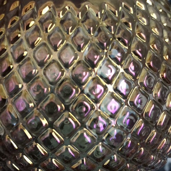 Sunset Luster Iridescent Textured Diamond Pattern Glass Vase Decorative Accent - Picture 5 of 9